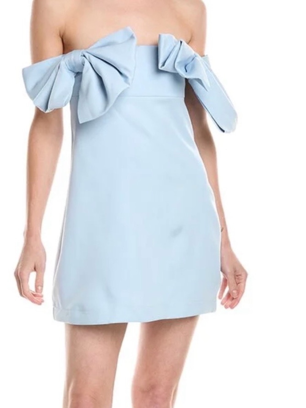 Zara Powder Blue Off-Shoulder Bow Slip Dress